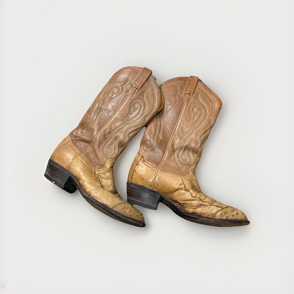 Tony Lama 9040 Ostrich Cowboy Western Boots 7